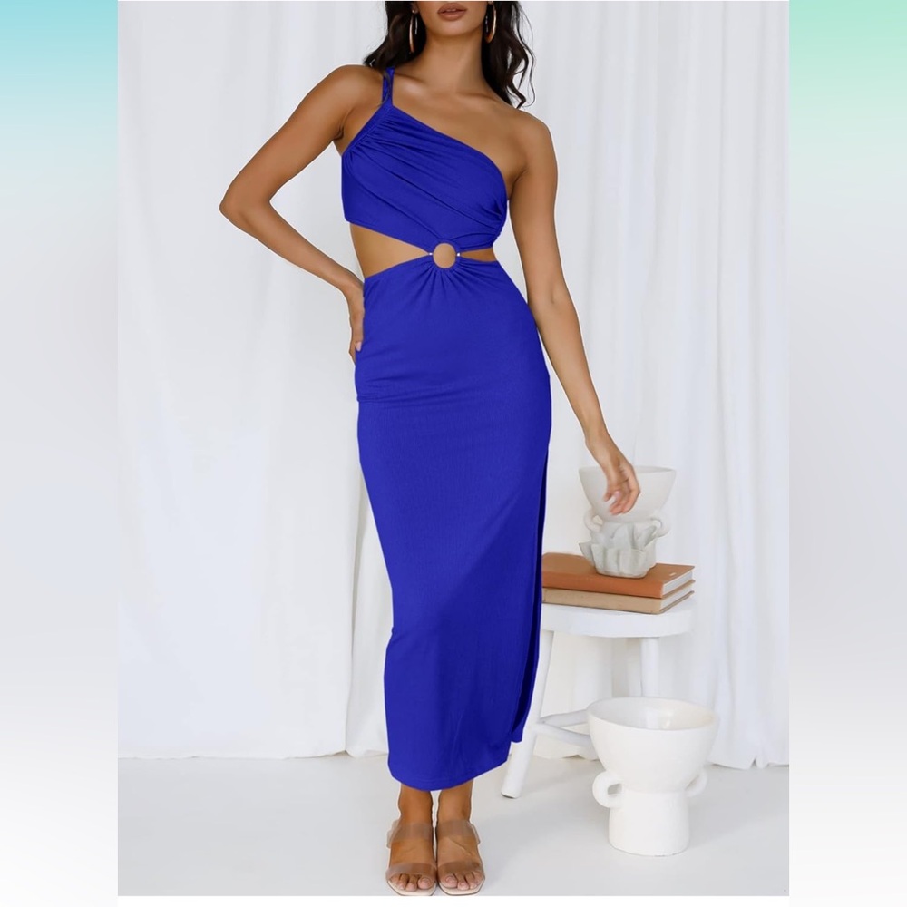 NWT One Shoulder Sleeveless Cutout Maxi/Bodycon Dress